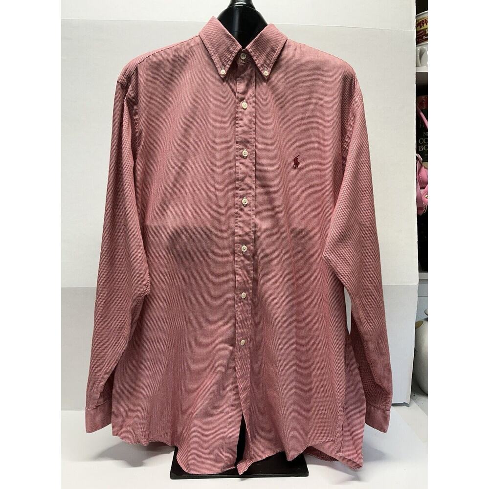 Polo Ralph Lauren Yarmouth Shirt Mens 16 1/2 -34/35 Red Check Button Down Pony